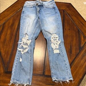 Altar'd State Light Blue Distressed Straight Leg Jeans